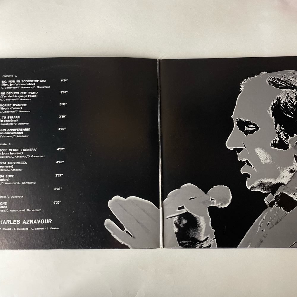 Винтажная виниловая пластинка LP Шарль Азнавур Aznavour, Quando La Canzone E Arte / Buon Anniversario Aznavour L'Amore (Италия 1971)
