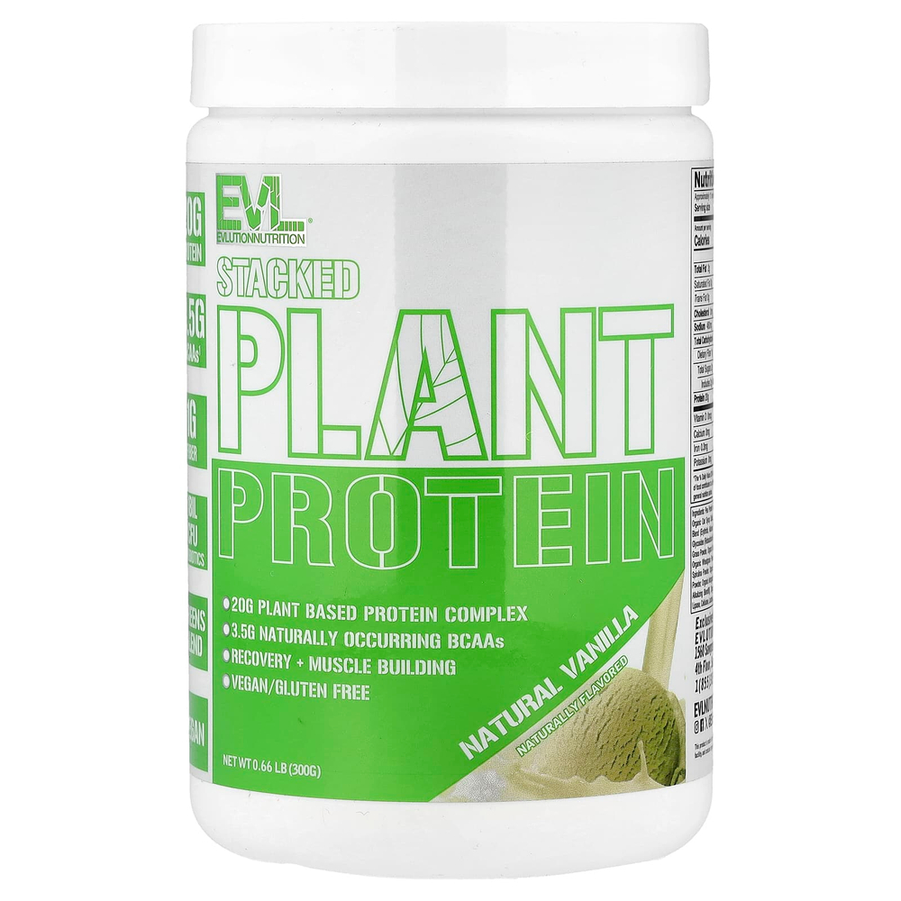 EVLution Nutrition, комплексный растительный протеин, со вкусом натуральной ванили, 300 г (0,66 фунта)