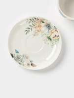 Чайная пара Доляна «Цветы», 2 предмета: чашка, 250 мл, блюдце d=15 см, фарфор, белая