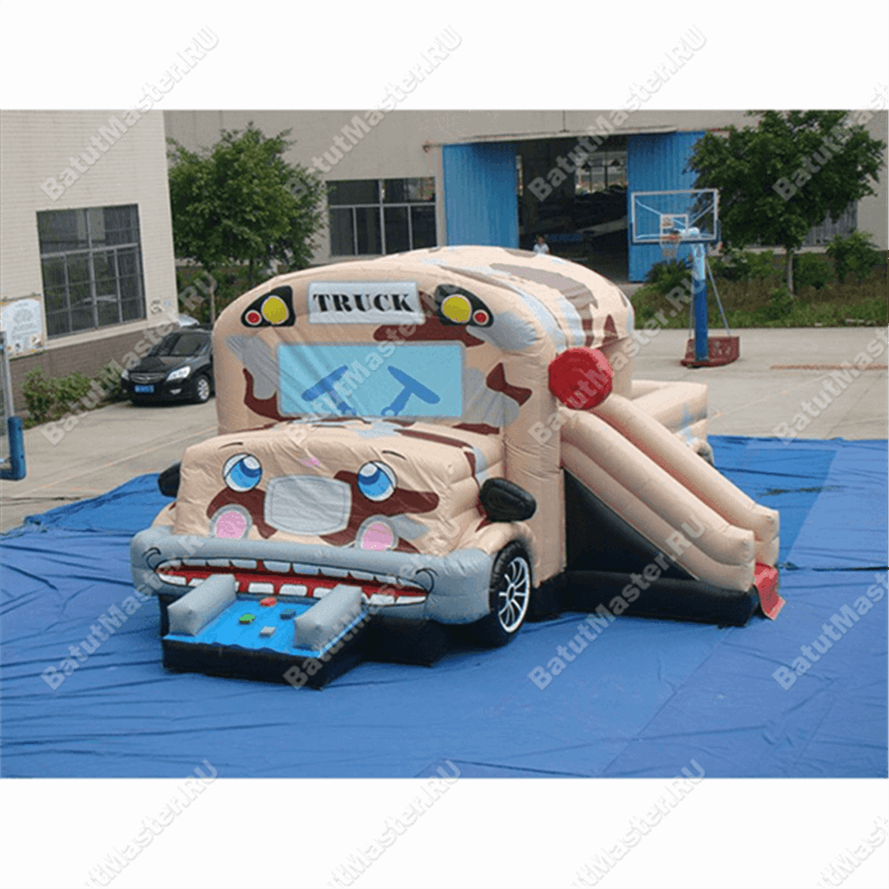 Коммерческий надувной батут "Военный автомобиль"