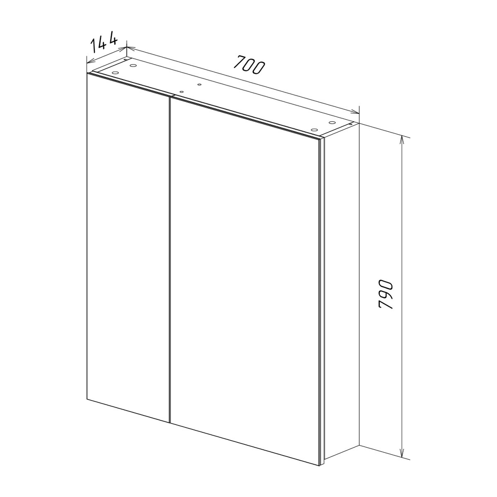 Шкаф зеркальный Lemark UNIVERSAL 70х80 см 2-х дверный, цвет корпуса: белый глянец