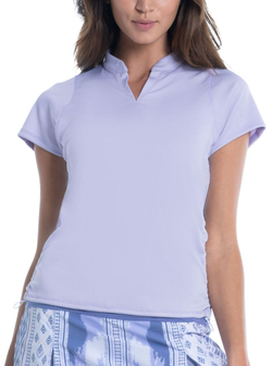 Женская теннисная футболка Lucky in Love All About Ikat Ruche Me Along Short Sleeve Top - purple