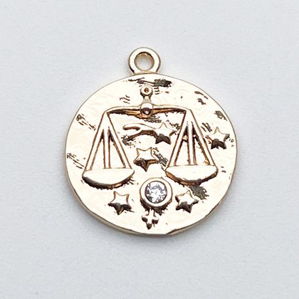 Подвеска Знак Зодиака Весы, цвет золото, фианит, размер 16*14 мм, цена за 1 шт
