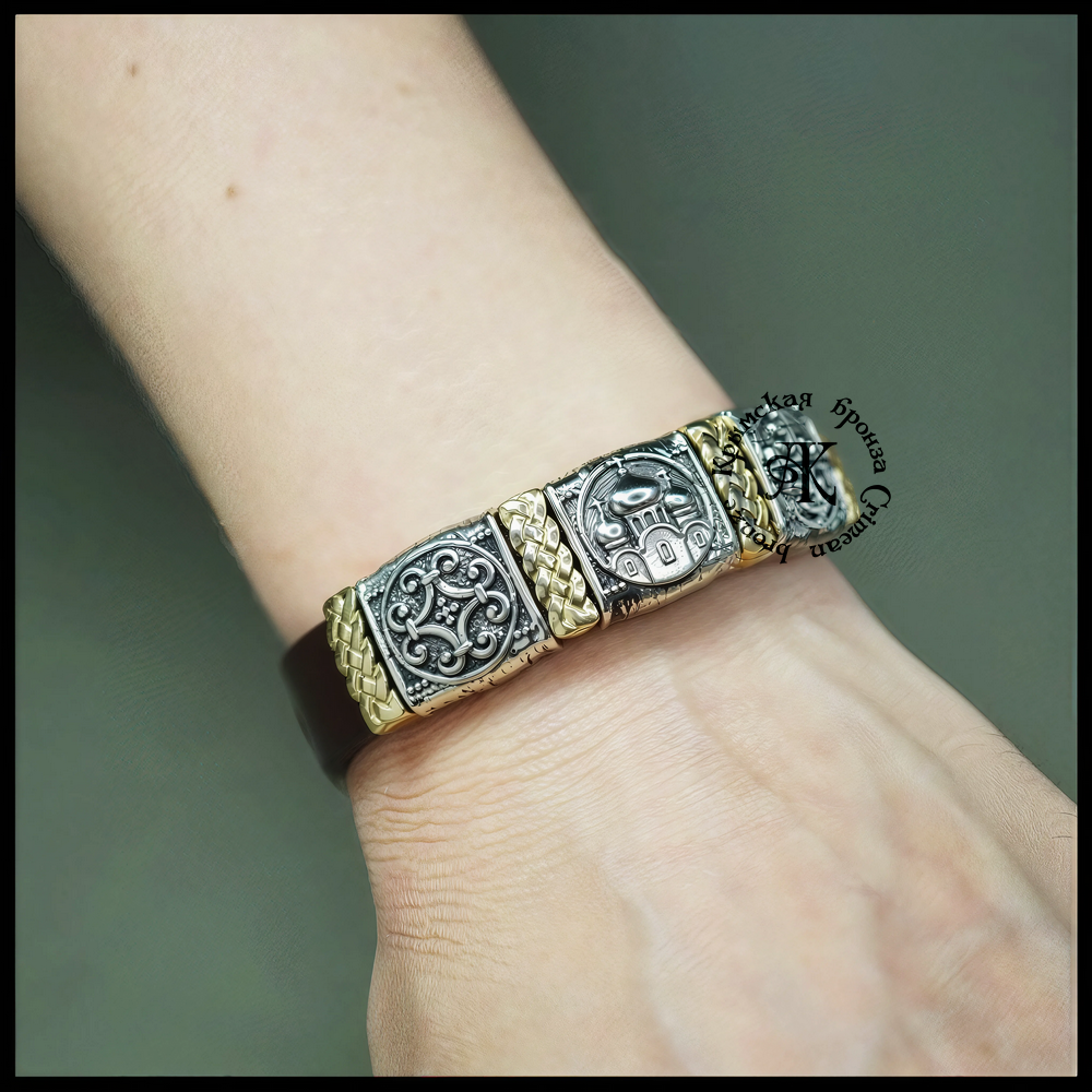 Браслет кожаный "Русь" для женщин , для мужчин