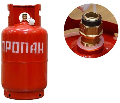 Стальной пропановый газовый баллон 27 л, с клапаном (пустой)