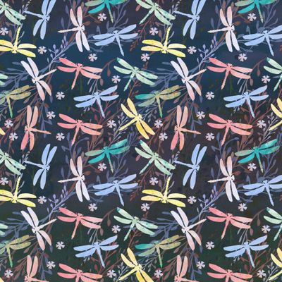 ночная поляна со стрекозами