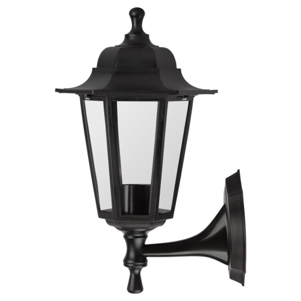 Садово-парковый светильник ЭРА НБУ 06-60-001 черный 6 гранный настенный IP44 Е27 max60Вт