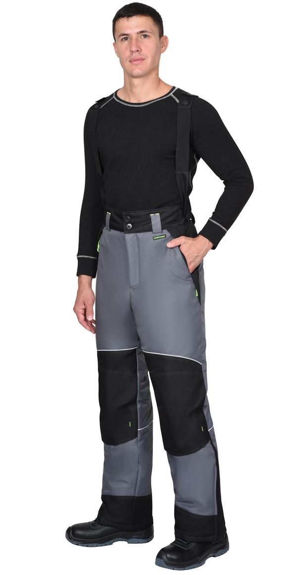 Брюки СИРИУС-АРКТИКА зимние, средне-серые с чёрным
