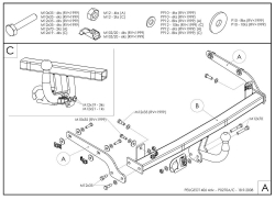 Фаркоп оцинкованный Galia P027A для Peugeot 406 седан 1995-2004(паспорт и сертификат в комплекте)(без электрики)