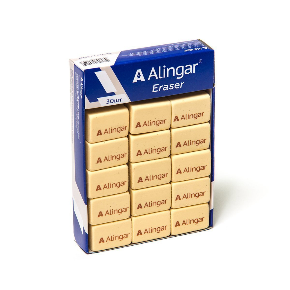 Ластик Alingar, синтетический каучук, прямоугольный, бежевый, 30*20*10 мм, картонная упаковка