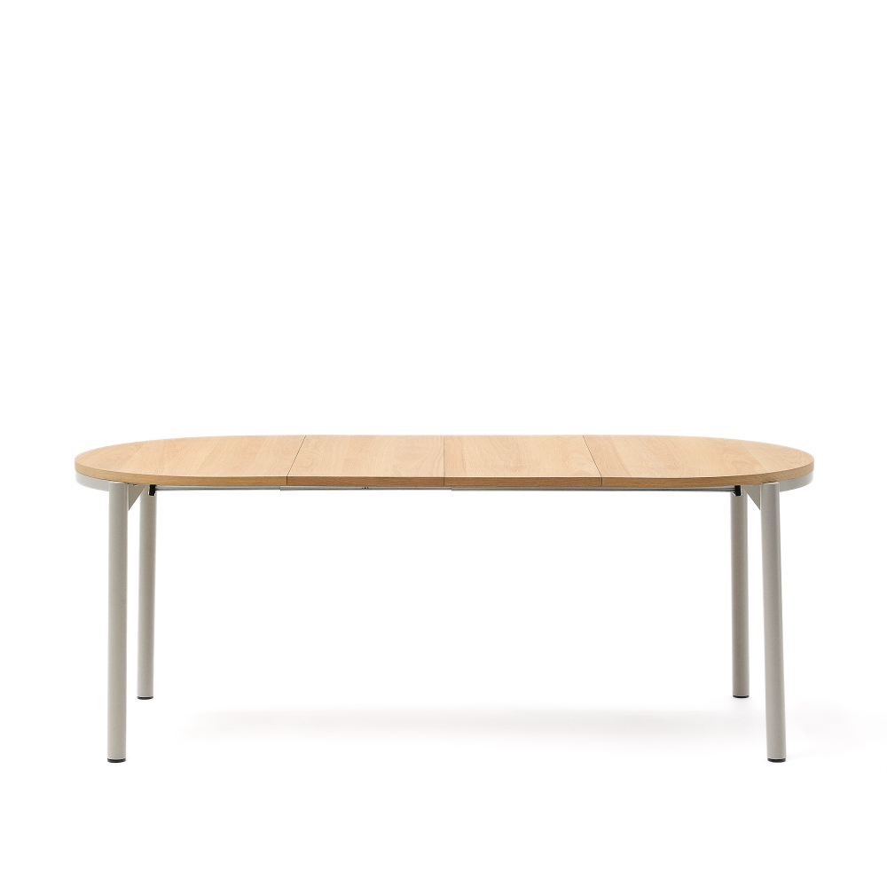 Montuiri круглый раздвижной стол из дубового шпона и белой стали