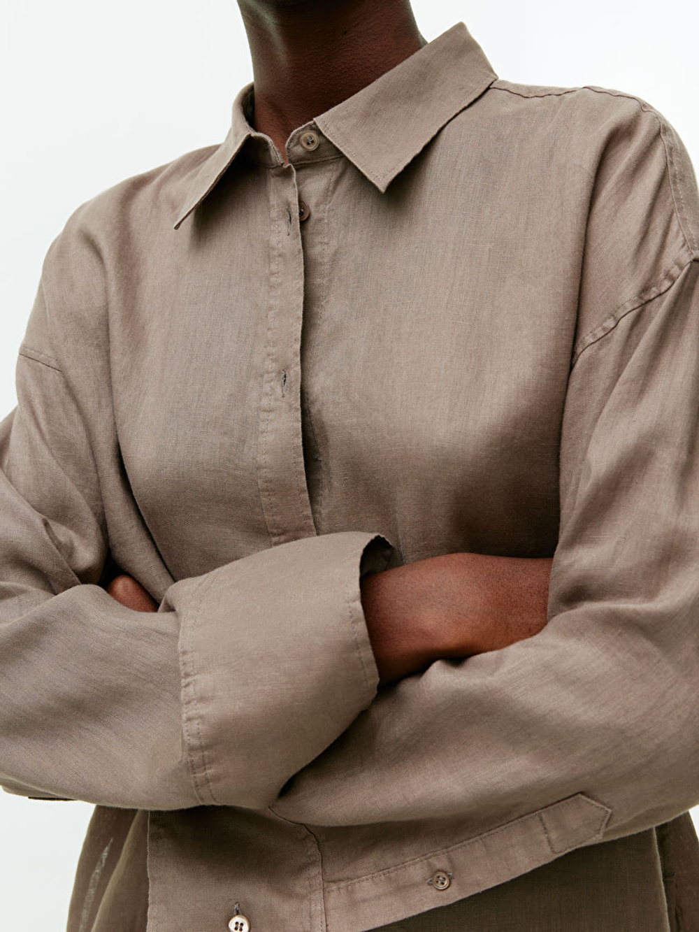 ARKEТ ЛЬНЯНАЯ РУБАШКА СВОБОДНОГО КРОЯ, ТЕМНО-БЕЖЕВЫЙ