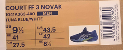 ASICS, COURT FF 3 NOVAK, TUNA BLUE/WHITE, MEN, US 9,5 /EUR 43,5 /UK 8,5 /СМ 27,5