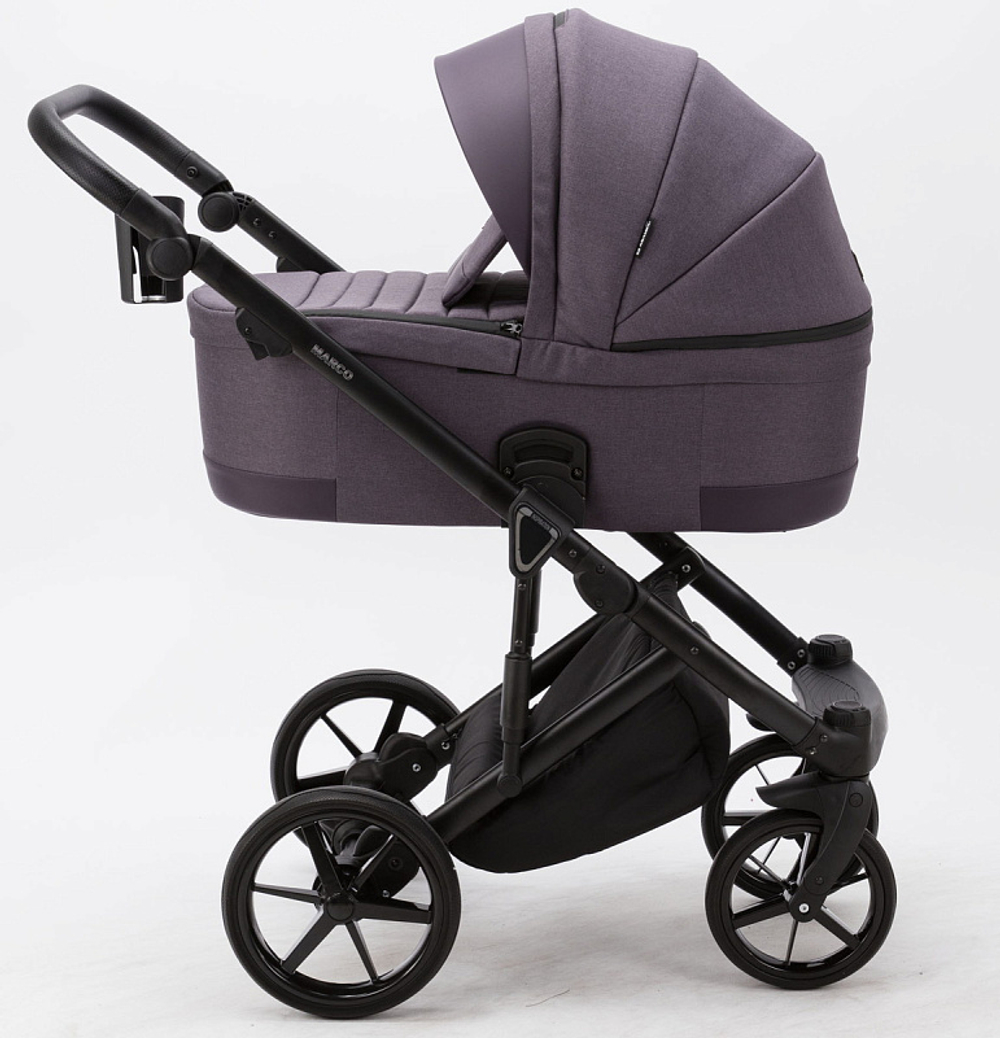 Детская коляска Adamex Marco 2 в 1 GA08 (Т. СЛИВ. ТК. + СЛИВ. КОЖ. ОТДЕЛКА)