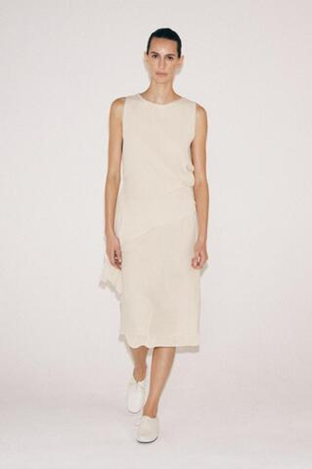 ZARA ЮБКА МИДИ С ЭФФЕКТОМ ДВОЙНОЙ ТКАНИ, ЭКРЮ