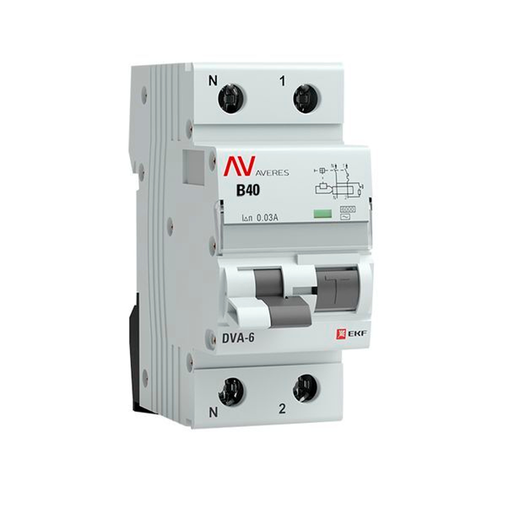 Автомат дифференциальный EKF rcbo6-1pn-40C-30-ac-av