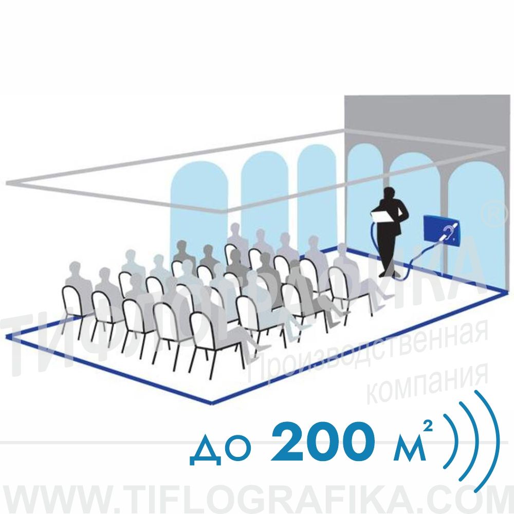 Индукционная система стационарная, площадь покрытия 200 м.