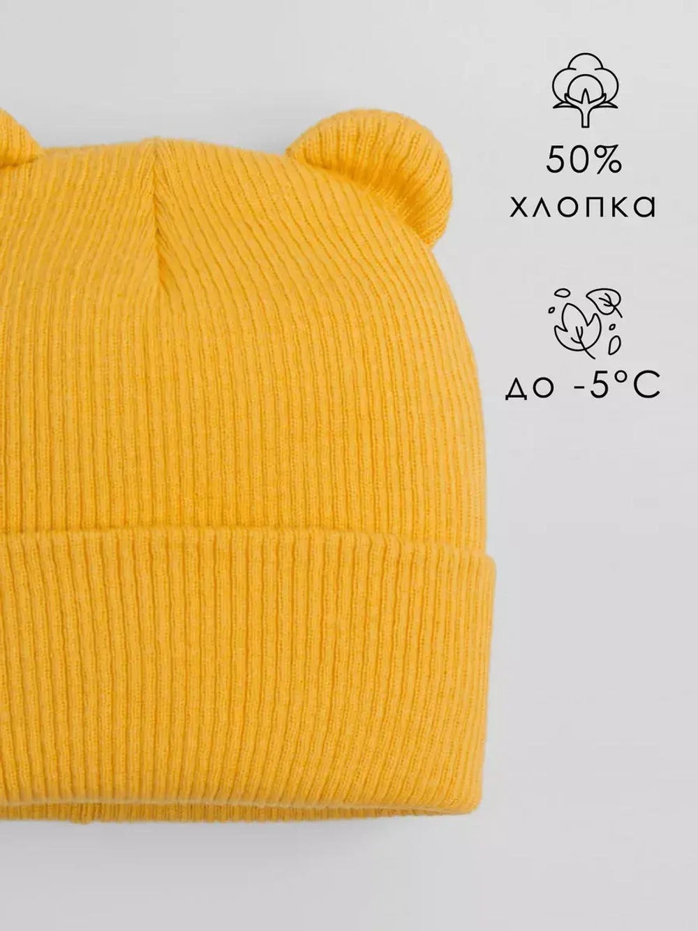 Шапка детская с ушками осенняя