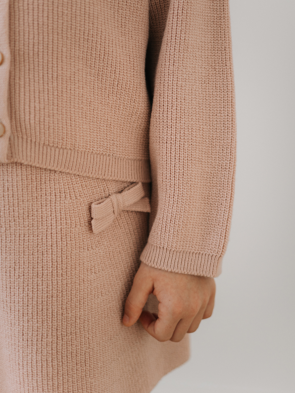 Кардиган с воротником, Пудровый