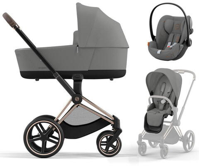 Коляска 3 в 1 Cybex Priam IV Rosegold и автокресло Cloud G i-Size Lava Grey Mirage Grey