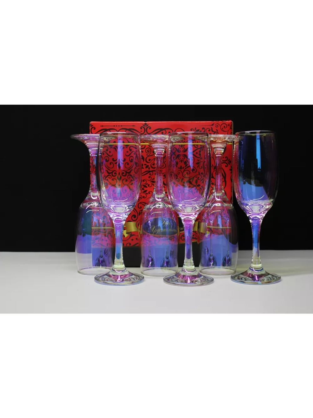 Бокалы для шампанского 6 штук Радужная коллекция