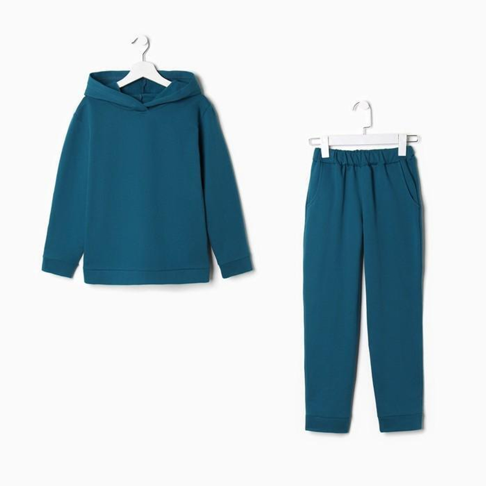 Костюм (толстовка+брюки) для мальчиков футер с начёсом А.75-24 ФНТ, петрол, р.116 9498454 (Юниор Текстиль)