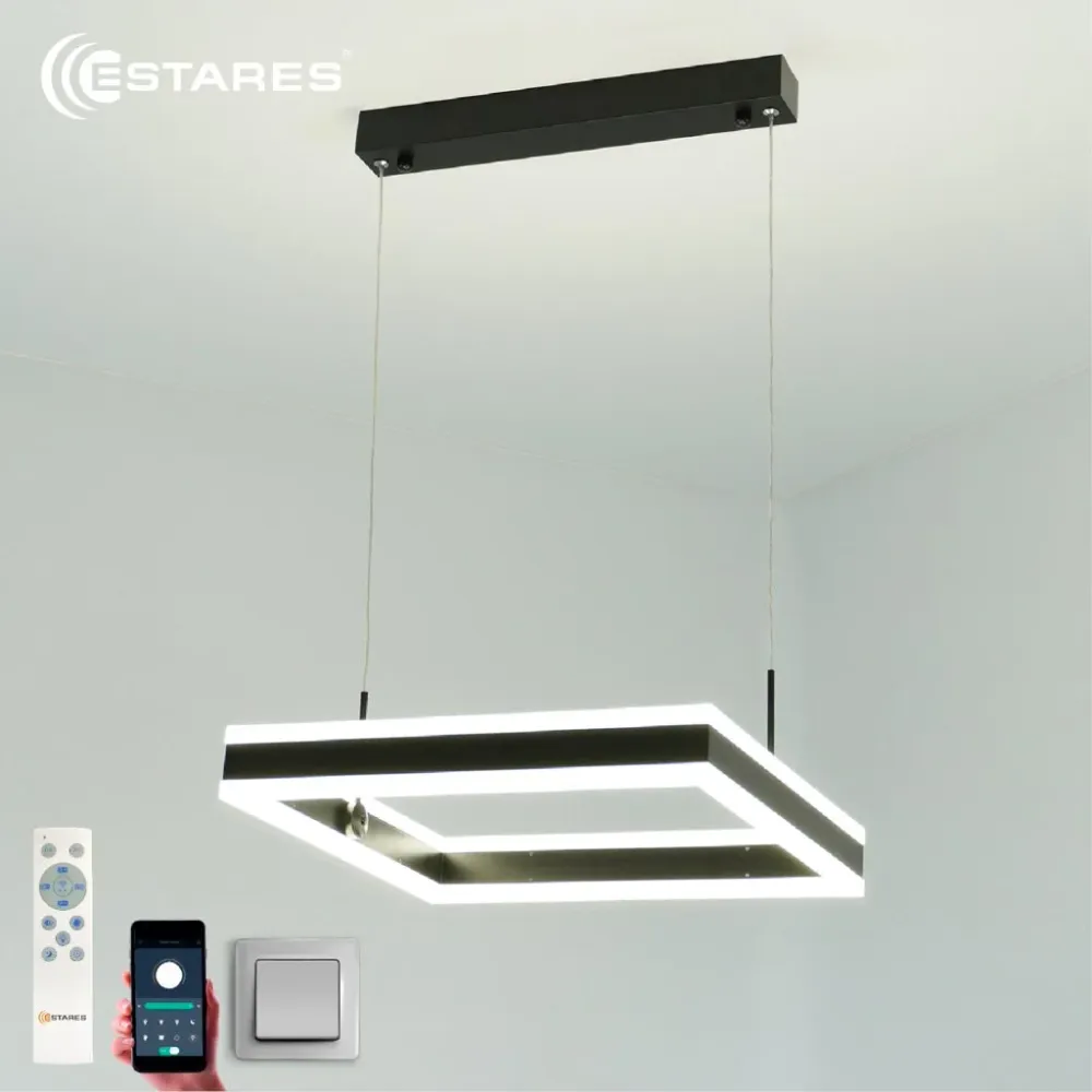 Управляемая светодиодная люстра STELLA 80WS-APP-400x400x1200-BLACK/WHITE-220-IP20