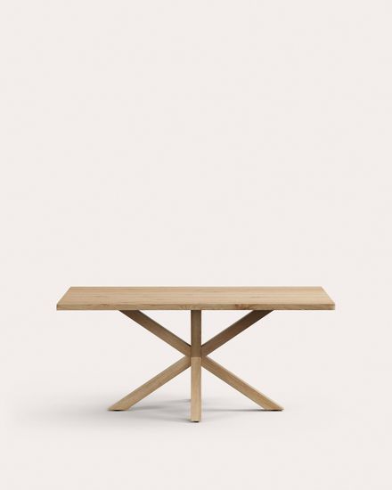 Стол Argo из беленого дубового шпона и стальных ножек с имитацией дерева, 180 x 100 см