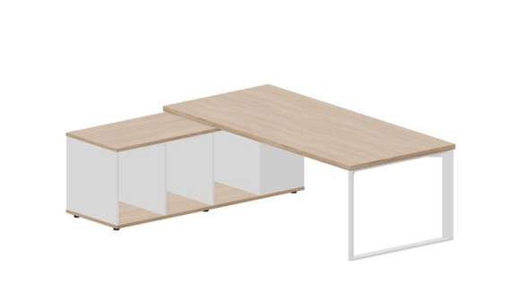 Стол Fortum на опорной сервисной тумбе (левый) 220(+0/15/30)х180х74см