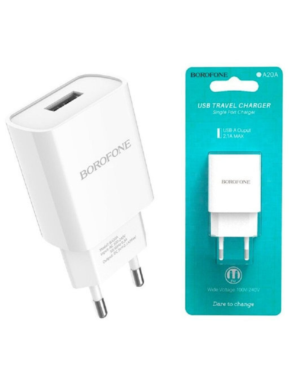 Сетевая зарядка 1-гнездо USB 5-12В 2.1А BOROFONE BA20A
