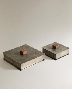 Zara Home Коробка для хранения из нержавеющей стали, цвет серый, 10.5 см