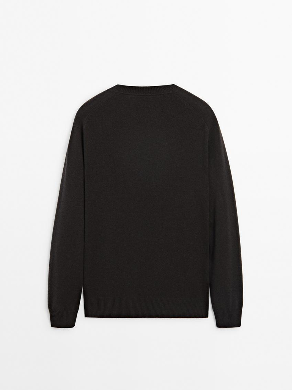 Massimo Dutti Джемпер из 100% кашемира с круглым вырезом, серый