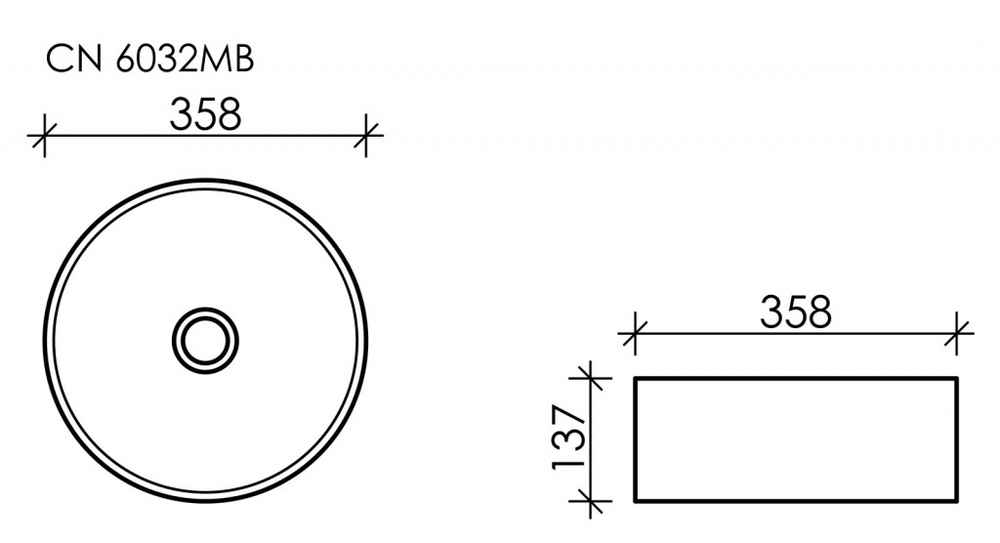 Рукомойник Ceramica Nova Element 35,8 см CN6032MB, черный матовый