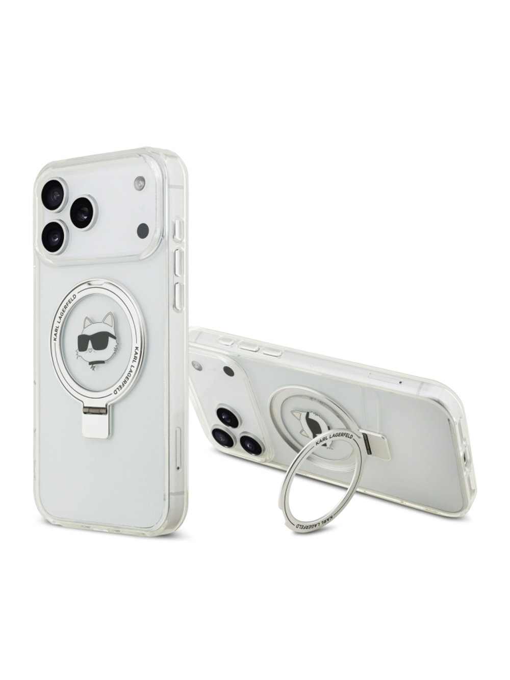 Lagerfeld для iPhone 17 Pro Max чехол IML + Ring stand NFT Choupette head Hard Transparent (MagSafe)