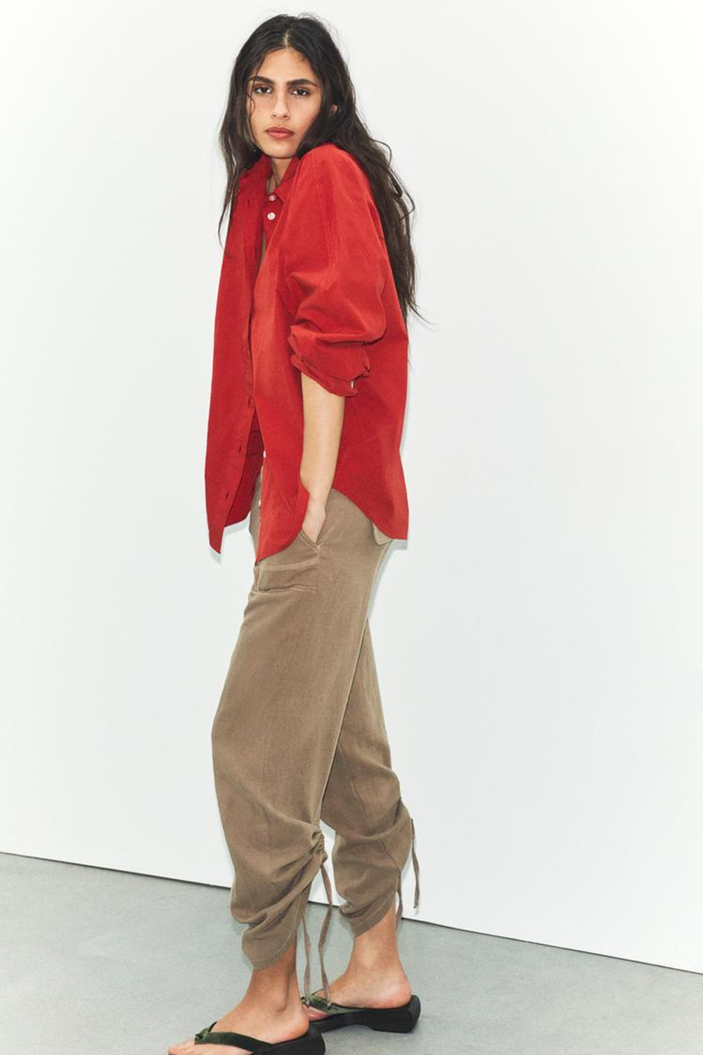 ZARA РУБАШКА ОВЕРСАЙЗ, ТЕМНО-РОЗОВЫЙ