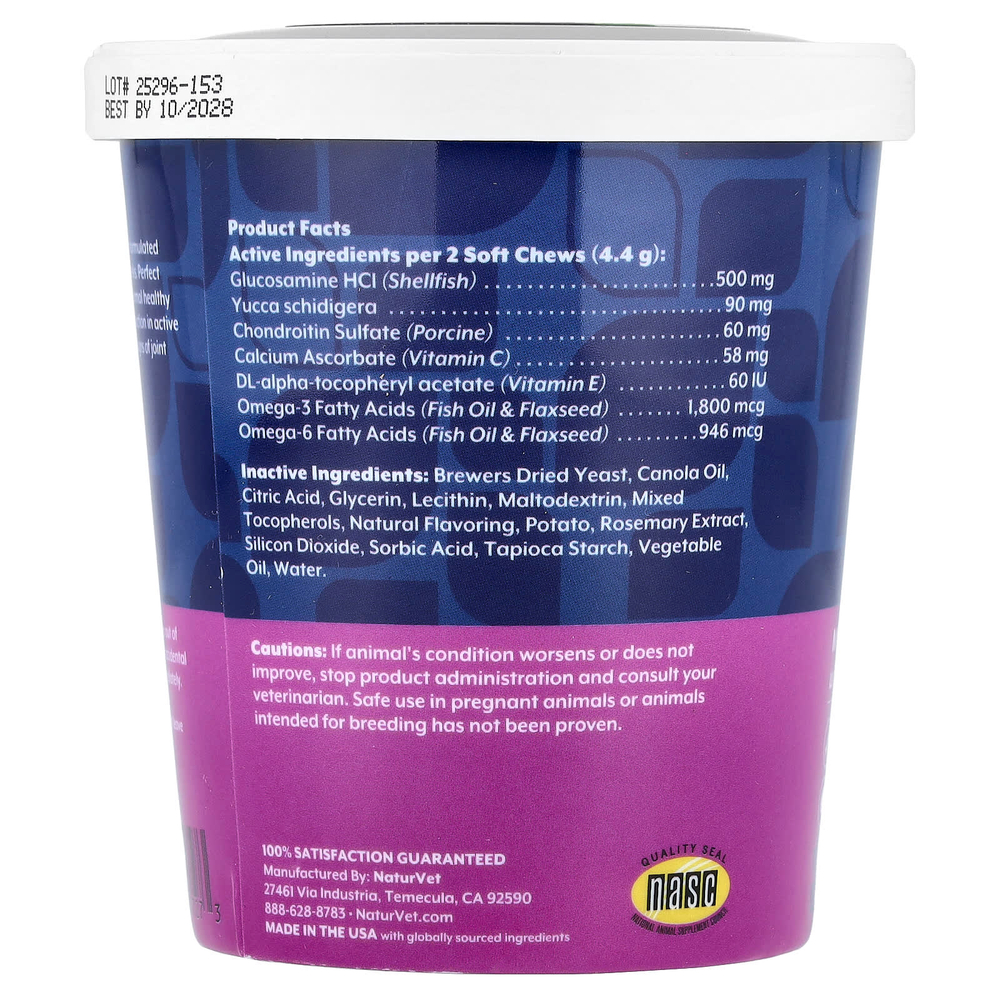 NaturVet, hip & Joint, уход за суставами с хондроитином, для собак и кошек, бекон и курица, 70 жевательных таблеток, 154 г (5,4 унции)