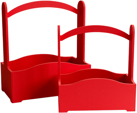 Ящик с изогнутой ручкой набор из 2х (красный)