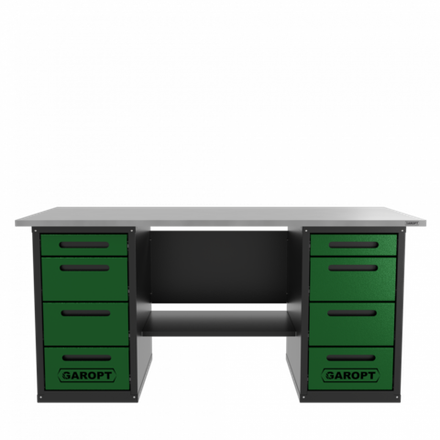 Верстак двухтумбовый 4 ящиков /4 ящиков, зеленый 1800*700 GAROPT, GT1800Y4Y4.green