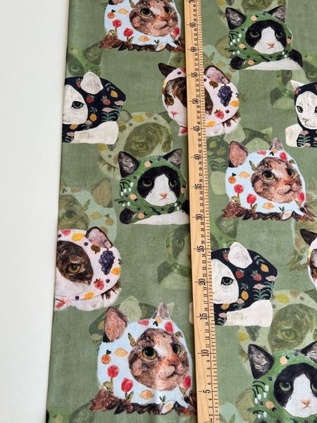 КОШКИ В ПЛАТОЧКАХ, 100% хлопок, ширина 110 см 3
