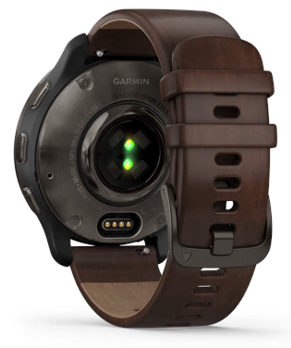 Умные часы Garmin Venu 2 Plus Черные с кожаным ремешком