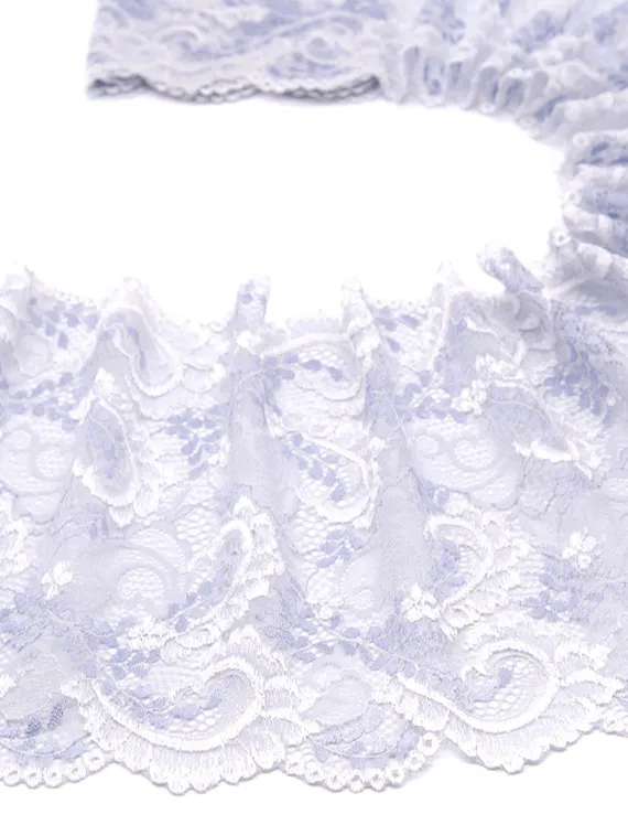 03-158 Кружево эластичное 22 см, айвори/голубой