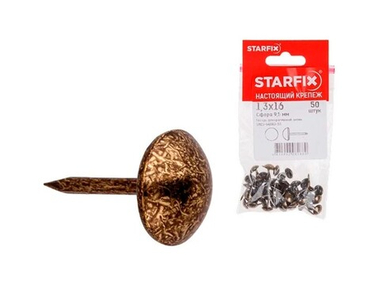 Гвозди декоративные Сфера 11 мм, 1.3х16 мм, Антик (50 шт в зип-локе) STARFIX