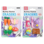 Ластик Qihao, фигурный, разборный, серия "Bunny home", корпус в форме зайчика, морковки, бабочки и т.д., набор 5 шт