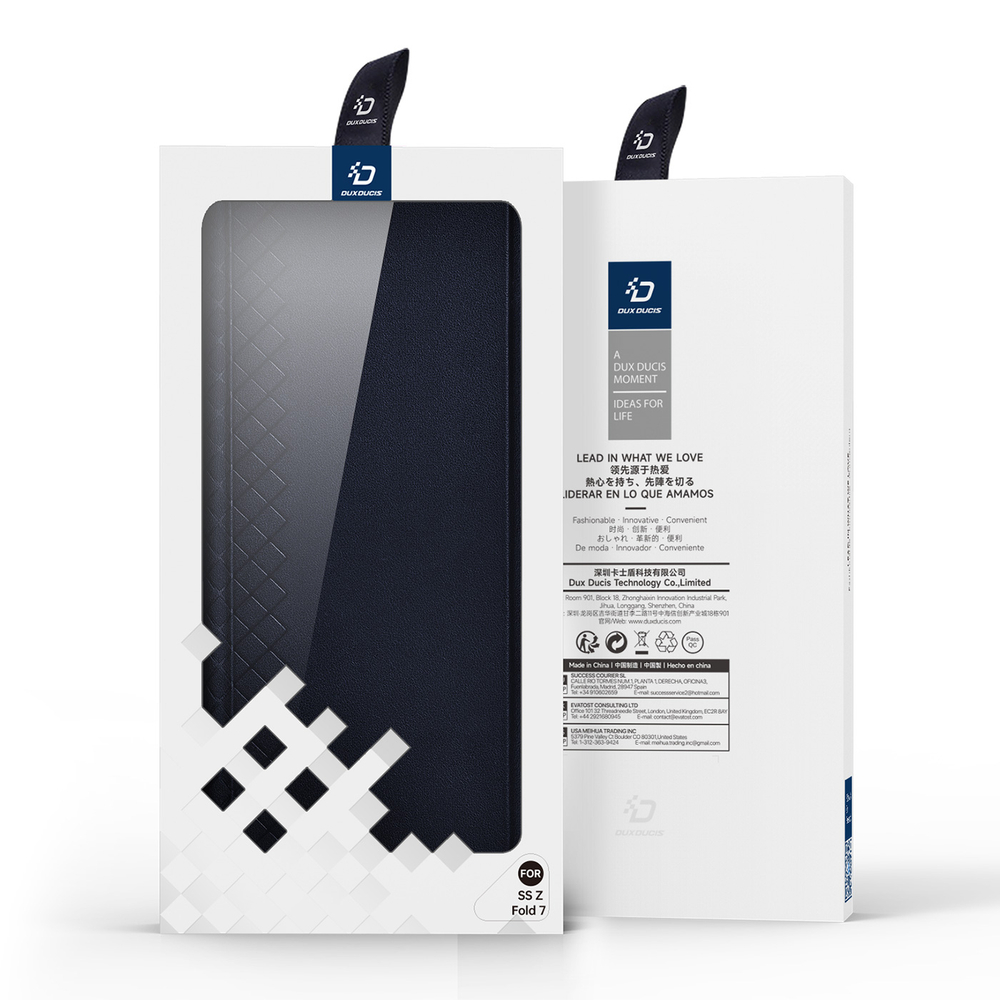 Чехол синего цвета с премиальной искусственной кожи с MagSafe от Dux Ducis для Samsung Galaxy Z Fold 7, серия Bril Series Case (версия с S Pen)