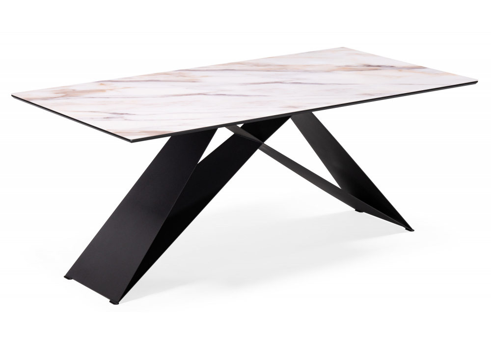 Стол стеклянный Woodville Ноттингем 180х90х74 оптивайт, черный