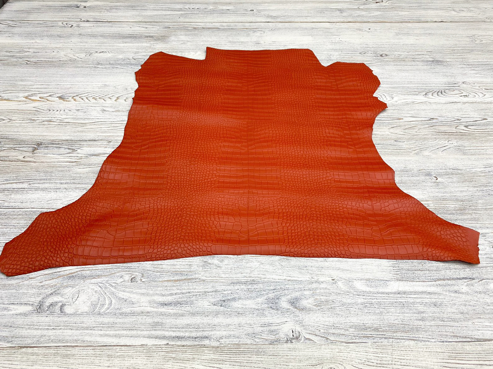 Capra Crocco Orange (0,8-1,0 мм), цв. Оранжевый, натуральная кожа козы