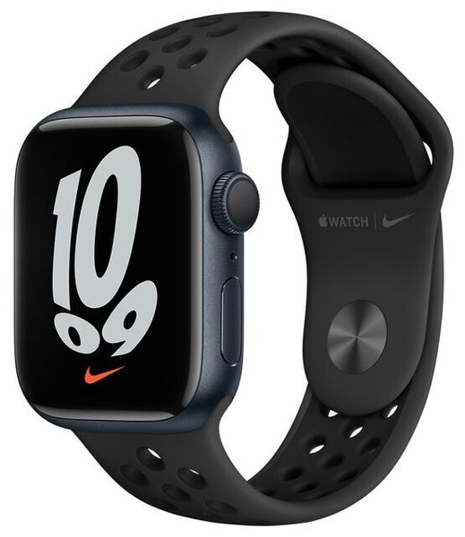 Умные часы Apple Watch Series 7 GPS 45mm Aluminum Case with Nike Sport Band (Темная ночь/Антрацитовый/Черный) (MKNC3)