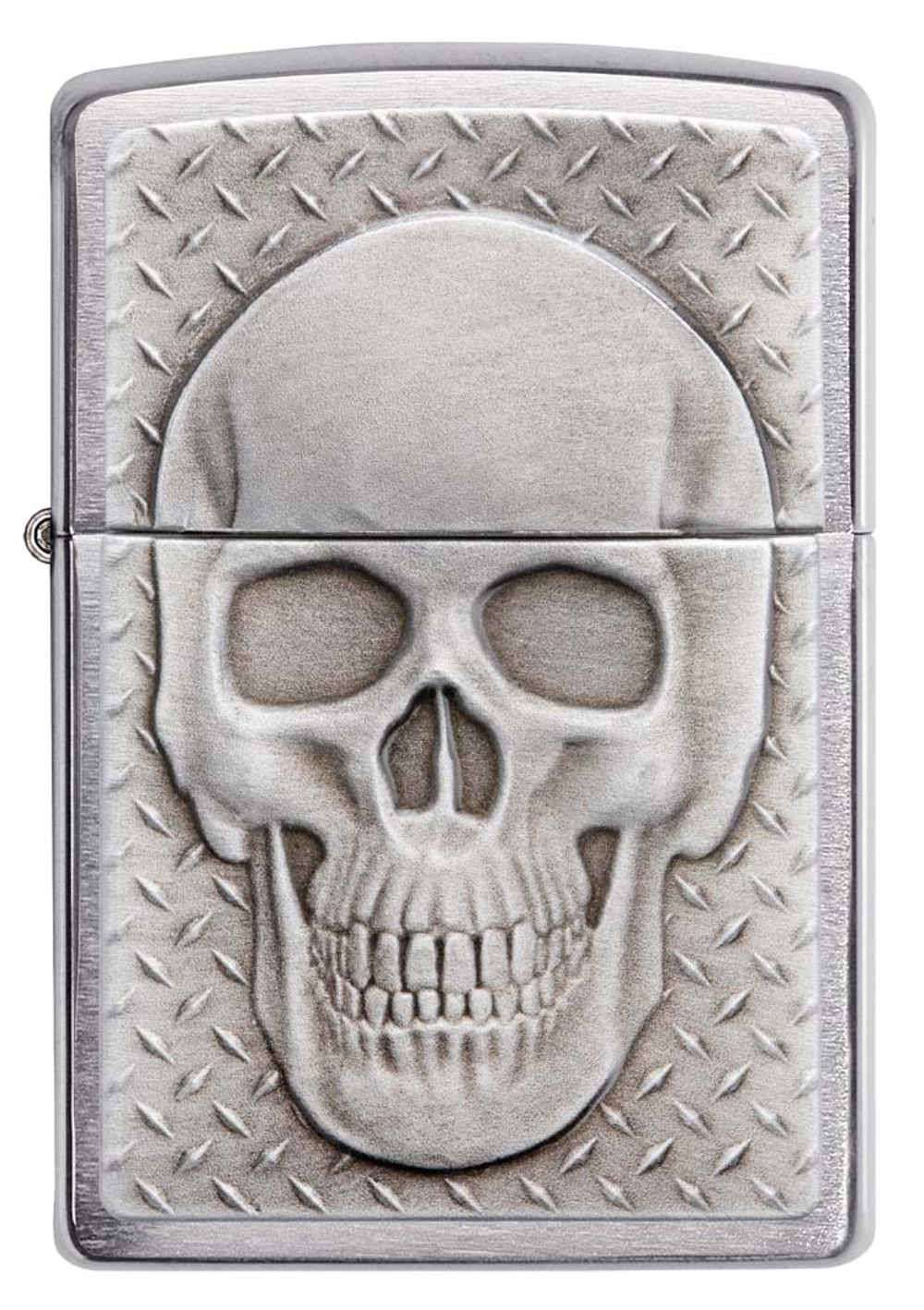 29818 Зажигалка ZIPPO Skull Design Brushed Chrome, латунь/сталь, серебристая, 38x13x57 мм