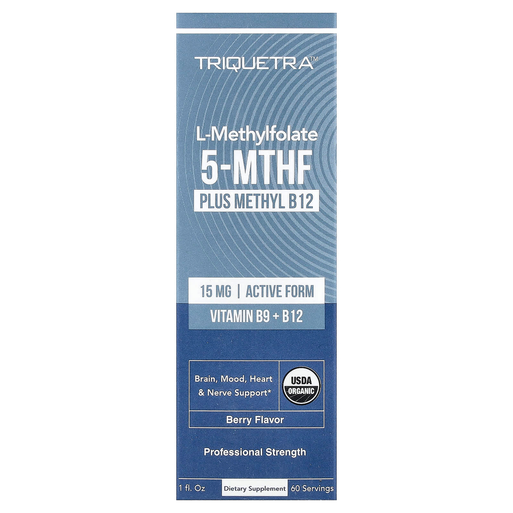 Triquetra Health, L-метилфолат 5-МТГФ с метилкобаламин12, ягодный вкус, 30 мл (1 жидк. унция)