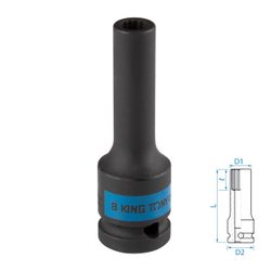 KING TONY (443008M) Головка торцевая ударная глубокая двенадцатигранная 1/2", 8 мм